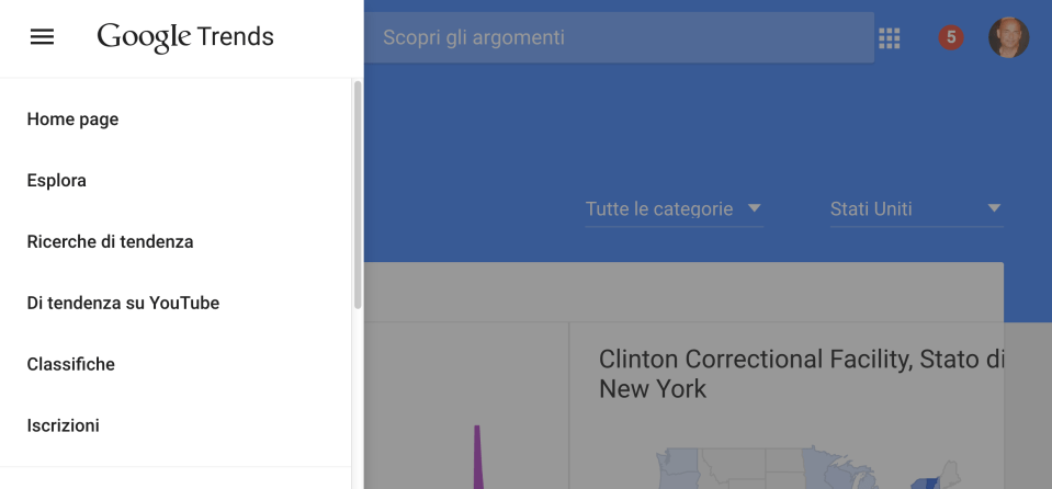 cliccando in alto a sinistra