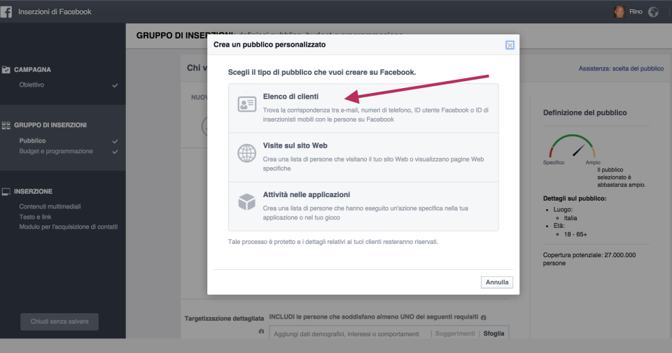 05 - Crea il pubblico persaonalizzato