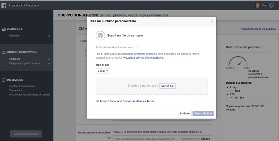 06- Carica il file dei tuoin contatti