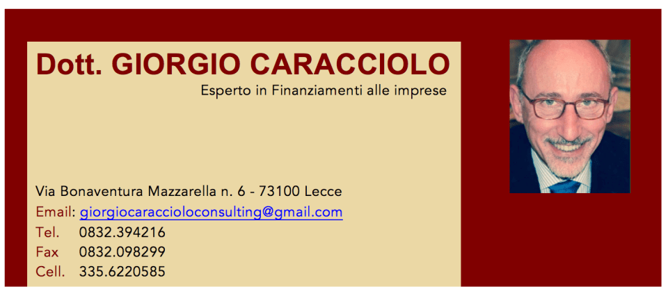 Biglietto da visita Giorgio Caracciolo al 9 agosto 2016